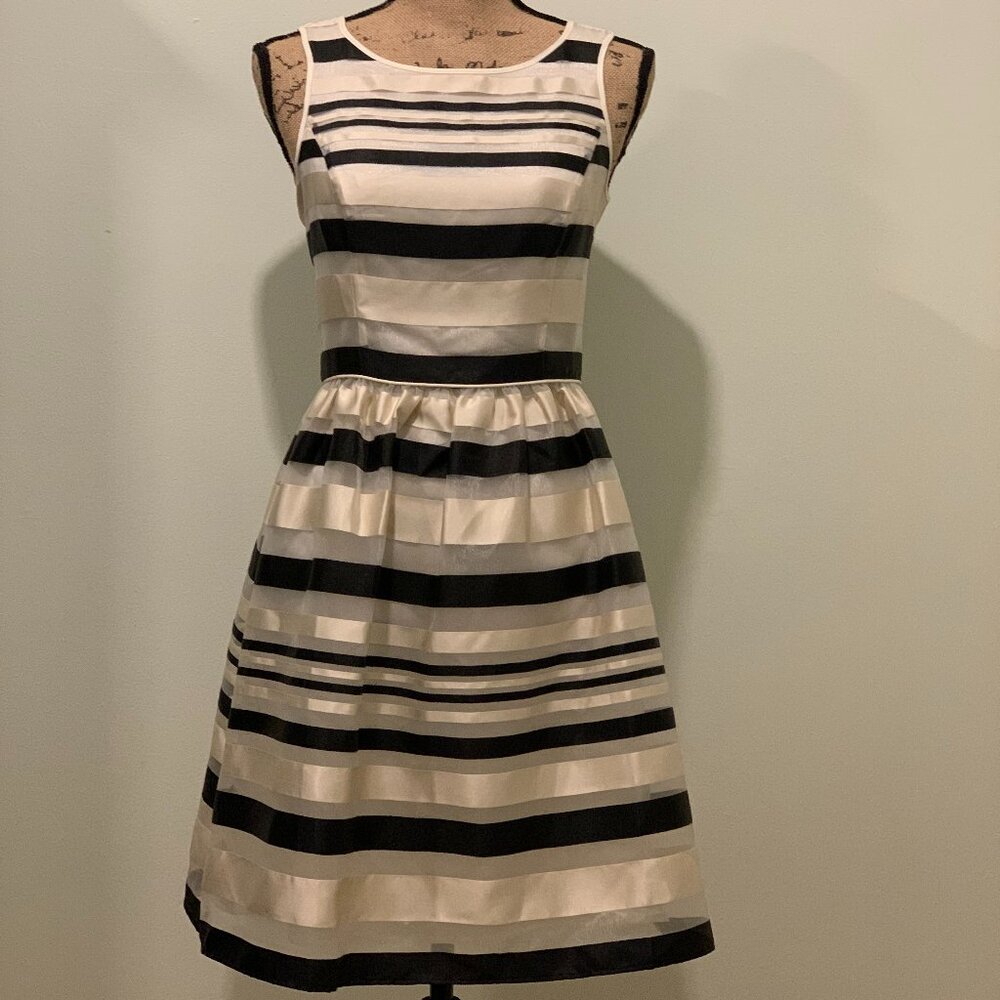Banana Republic |Black & Ivory Striped Dress | Playful Elegance | Cocktail Dress